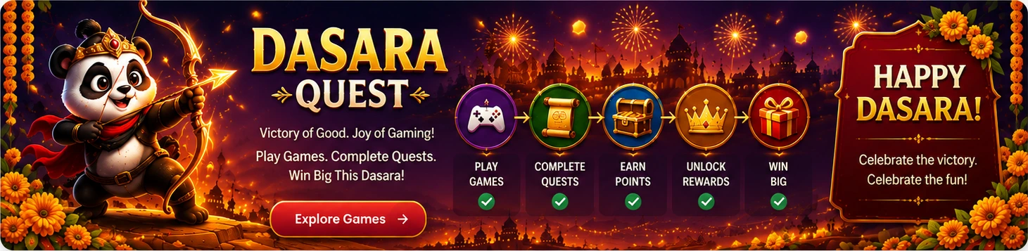 Dasara Quest - Victory of Good. Joy of Gaming! Play Games, Complete Quests, Win Big This Dasara!
